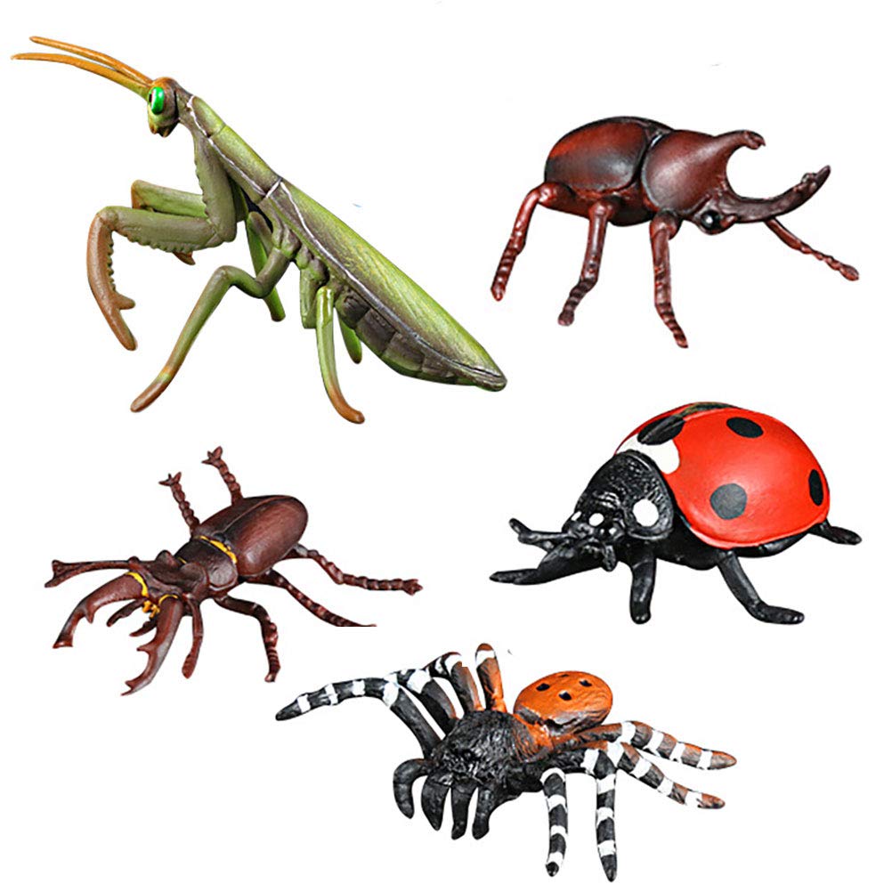 HOMNIVE Insect Bug Toy Figures, 5pcs Realistic Ladybug Spider Action Model for Toddler, Educational Learning Toys, Cake Topper, Birthday Gift for Kids