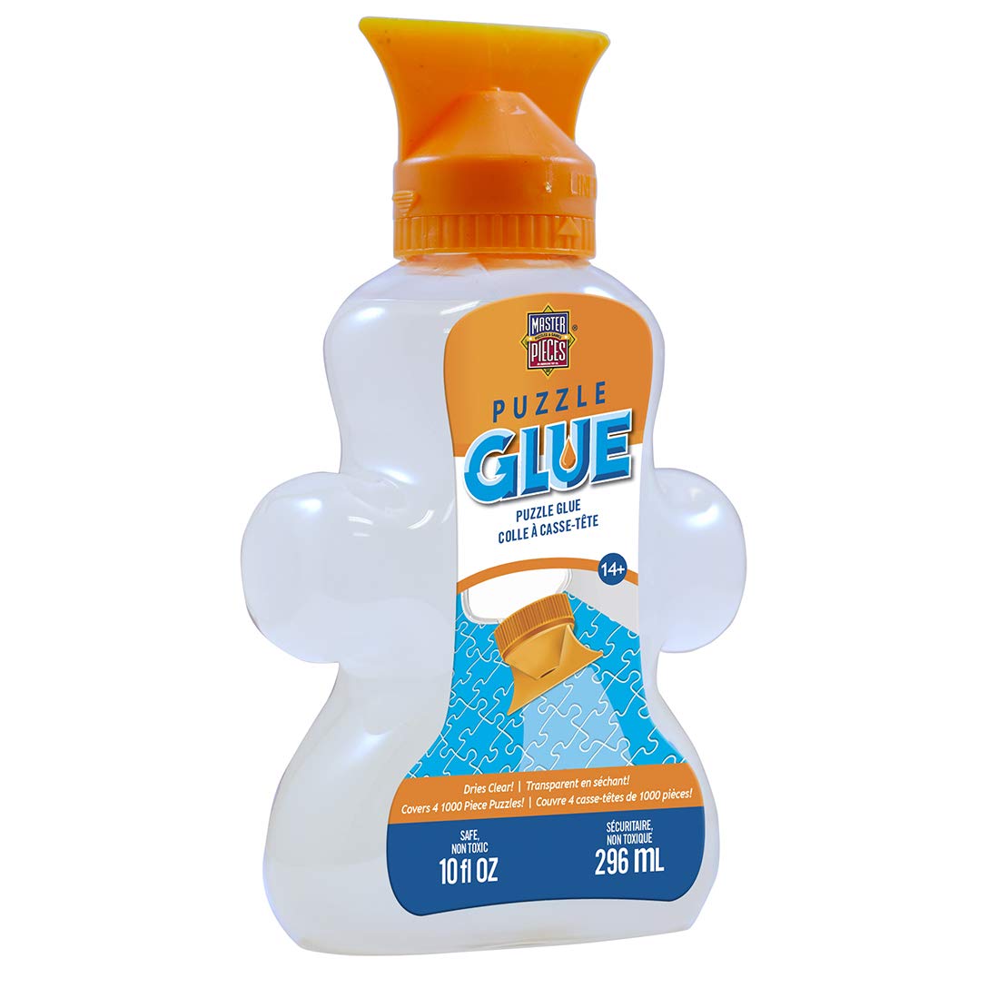MasterPieces - Jigsaw Puzzle Glue Bottle with Swivel Spreader Cap, 10oz - Clear