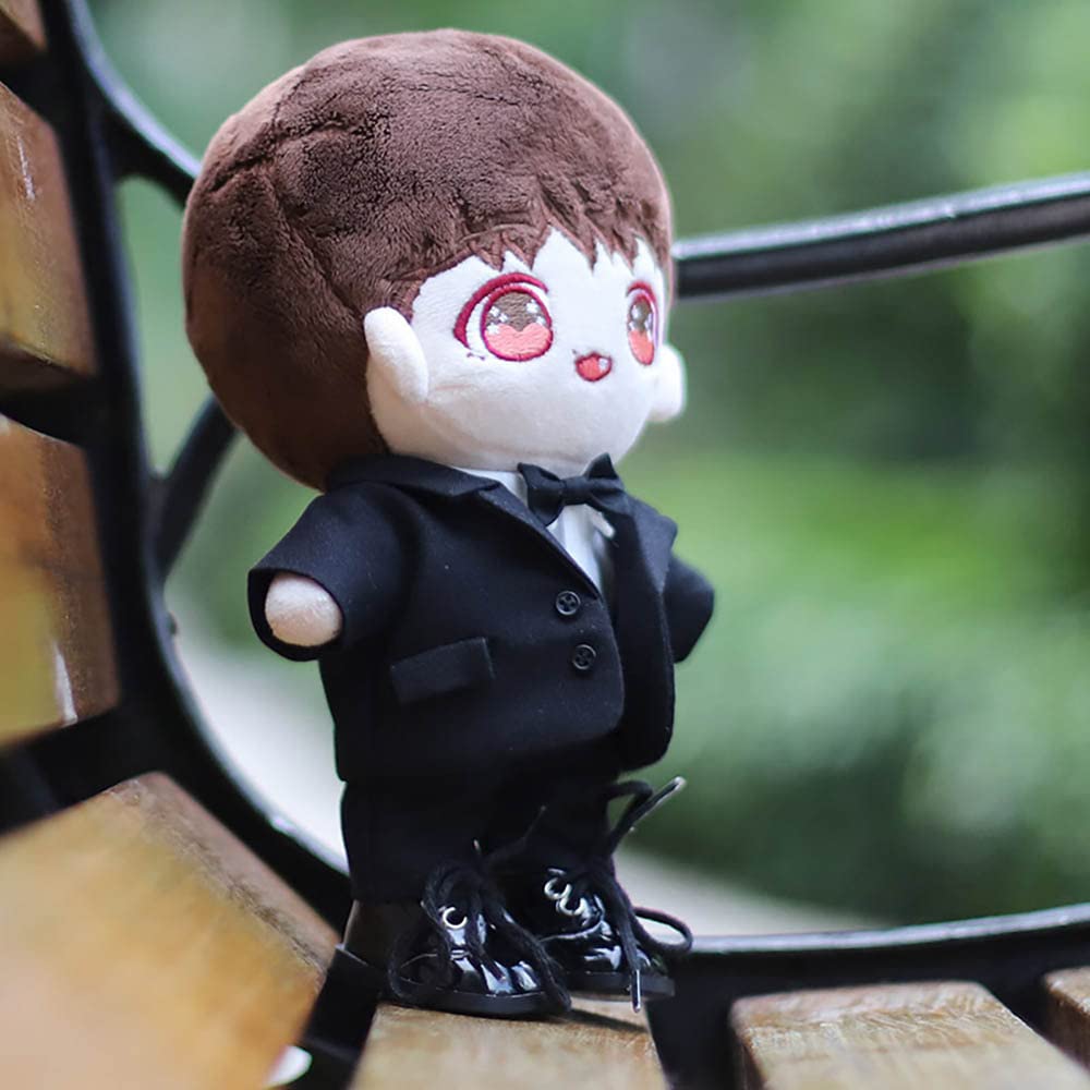 niannyyhouse Black Suit Coat Bow Tie White Shirt Pants 7.8in?20cm? Plush Humanoid Stuffed Doll Clothes