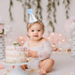 Kaniwati Baby 1st Birthday Party Crown, Pink 1st Birthday Embroidered Party Hat, Blue One Party Hat For Boys/Girls (BULE-1ST-CXMZ)