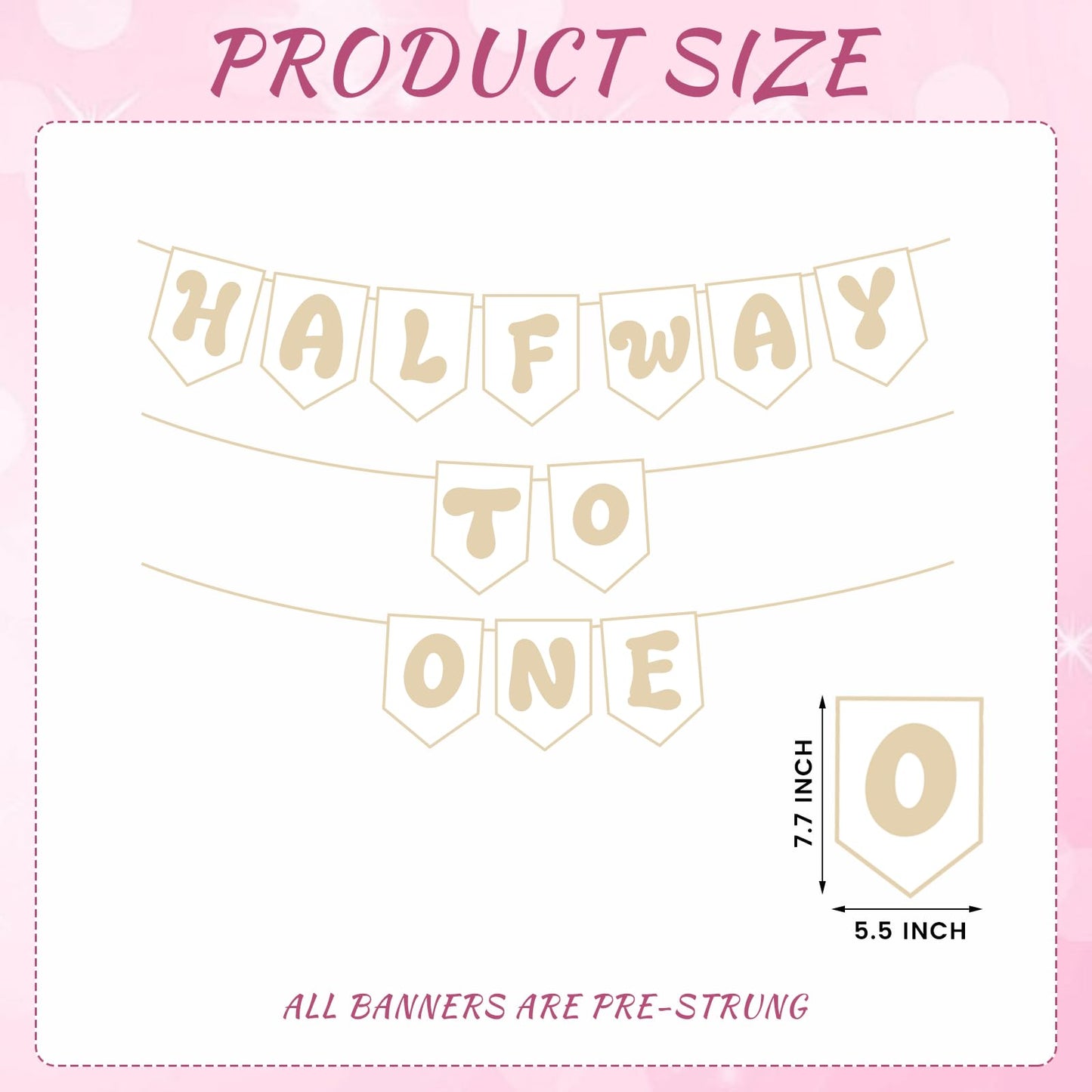 DONQTWAY Half Way To One Banner-Half Birthday Decorations for Boys Girls, White 1/2 Birthday Cone Hat with 1/2 Golden Number Candles for Boys 6 Months
