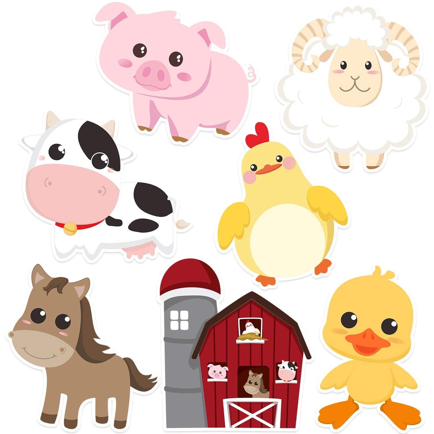 Blulu 35 Pcs Farm Animals Decor Farm Animal Cutouts for Baby Shower, Bulletin Board, Classroom Decor, Kindergarten, Birthday, Party Essentials with 80