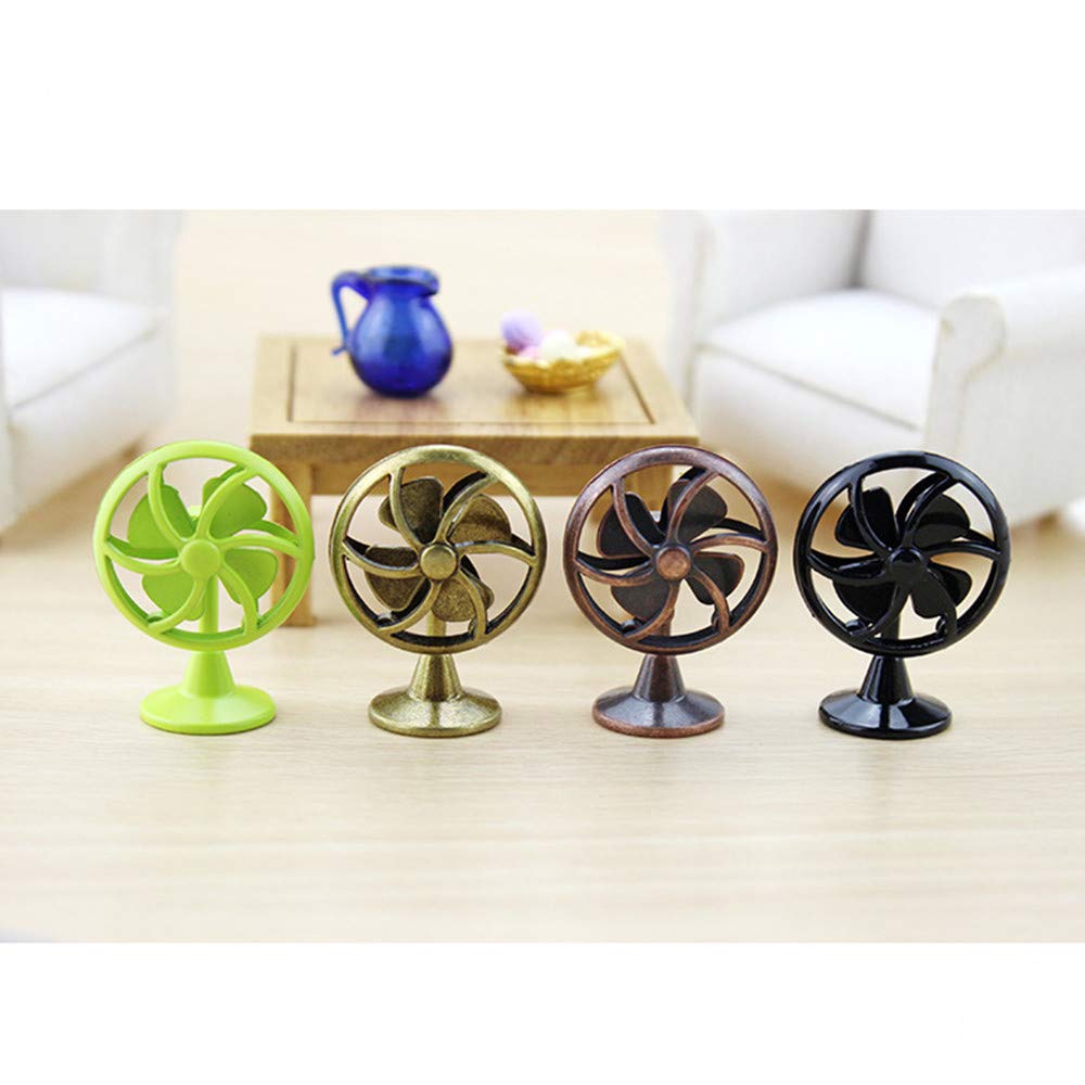 SXFSE Dollhouse Decoration Accessories, 1:12 Dollhouse Miniature Scene Model Table Fan (4 Pcs, 30 x 43 mm)