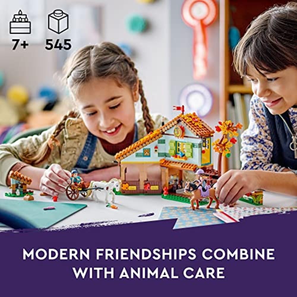 LEGO Friends Autumn’s Horse Stable Building Toys - Horse Toys for Girls & Boys, Ages 7+ - Includes 2 Minifigures, 2 Horses, Carriage, & More -