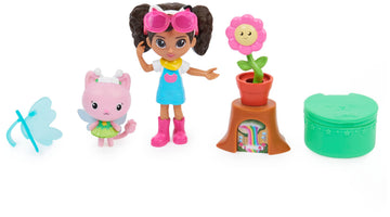 Gabby's Dollhouse 6062026-1 Gabby‘s Dollhouse, Flower-rific Garden Set mit 2 Spielzeugfiguren, 2 Zubehörteilen, Überraschungsbox und Möbelstück