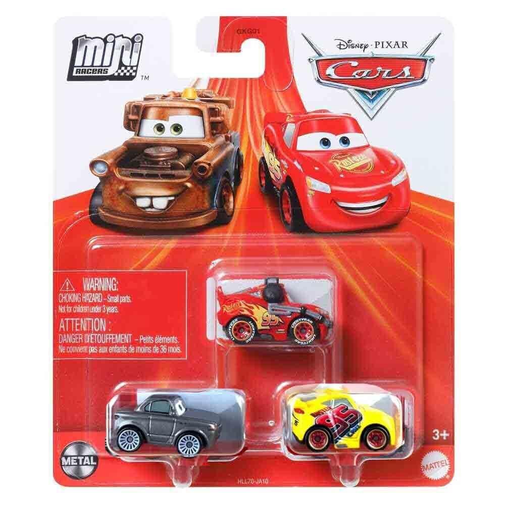 Disney Pixar Cars Mini Racers 3 Pack (Rusteze Cruz Ramirez - Sterling - Lightning McQueen with Headset)