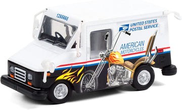 Greenlight 30249 United States Postal Service Long-Life Postal Delivery Vehicle (LLV) - American Motorcycles Collectible Stamps LLV (Hobby Exclusive)