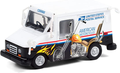Greenlight 30249 United States Postal Service Long-Life Postal Delivery Vehicle (LLV) - American Motorcycles Collectible Stamps LLV (Hobby Exclusive)