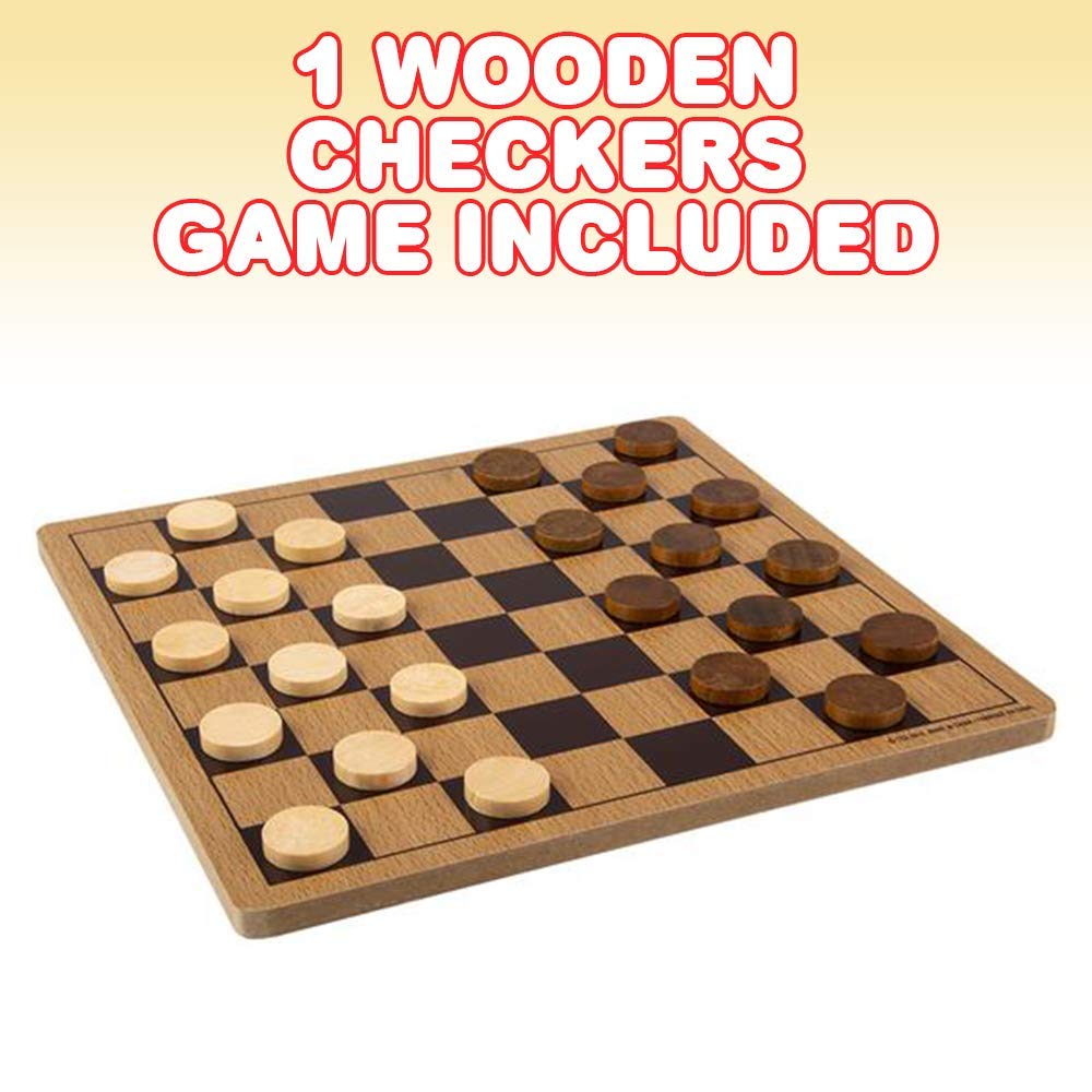 Gamie Wooden Checkers Board Game, Wood Family Board Game for Game Night, Indoor Fun and Parties, Develops Logical Thinking and Strategy, Best Gift
