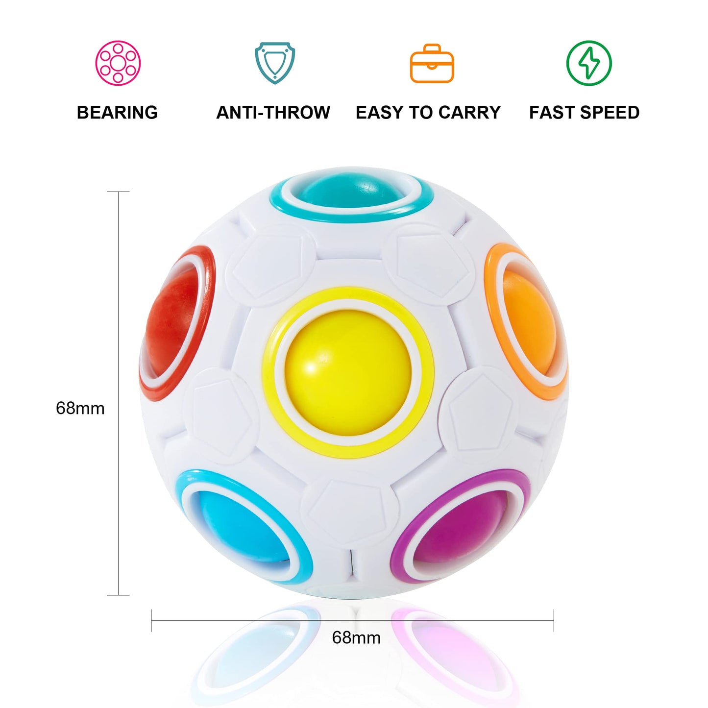 Vdealen Magic Rainbow Puzzle Ball, Fidget Ball Puzzle Brain Teaser Fidget Toy- Birthday Party Easter Valentines Christmas Stocking Stuffers for Kids