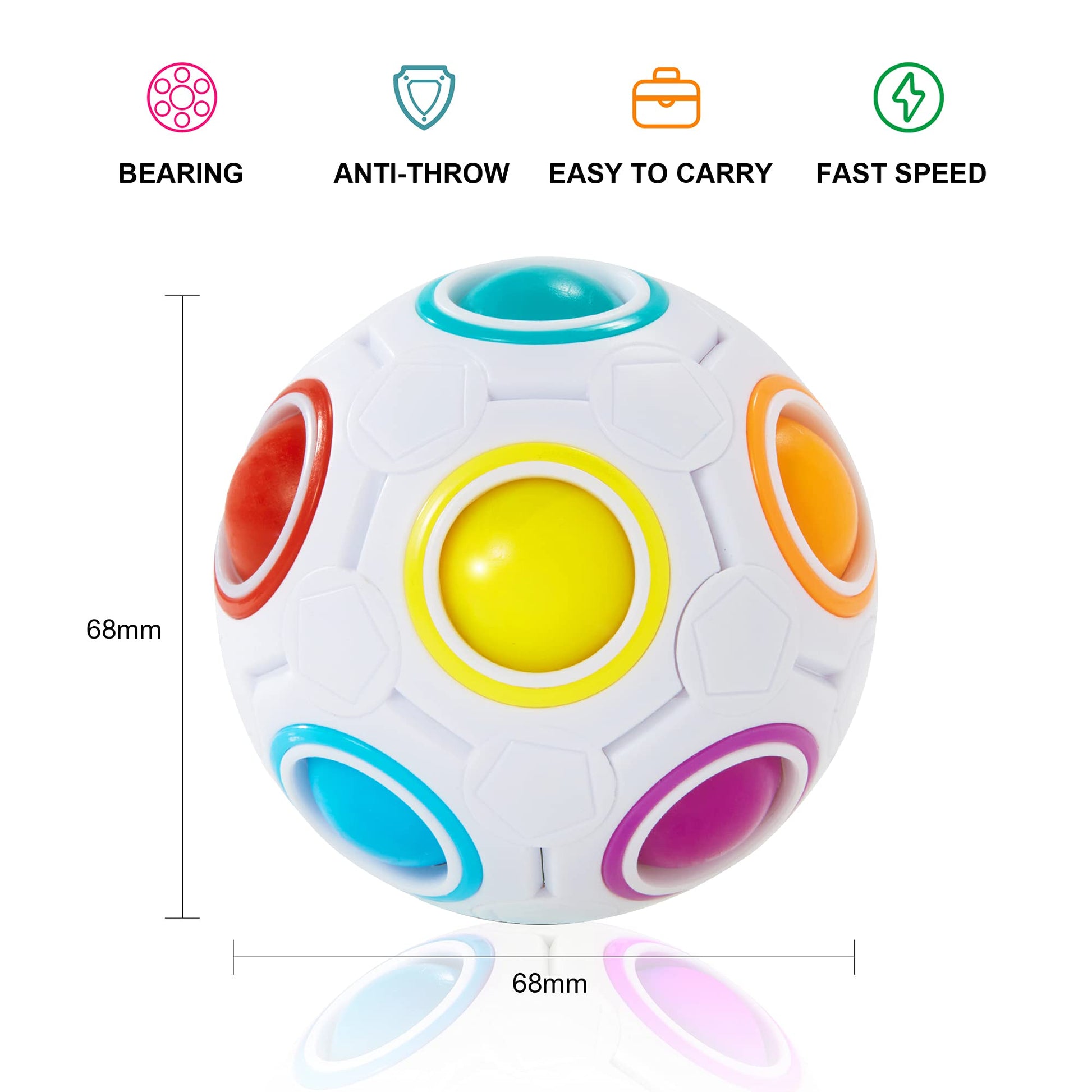 Vdealen Magic Rainbow Puzzle Ball, Fidget Ball Puzzle Brain Teaser Fidget Toy- Birthday Party Easter Valentines Christmas Stocking Stuffers for Kids