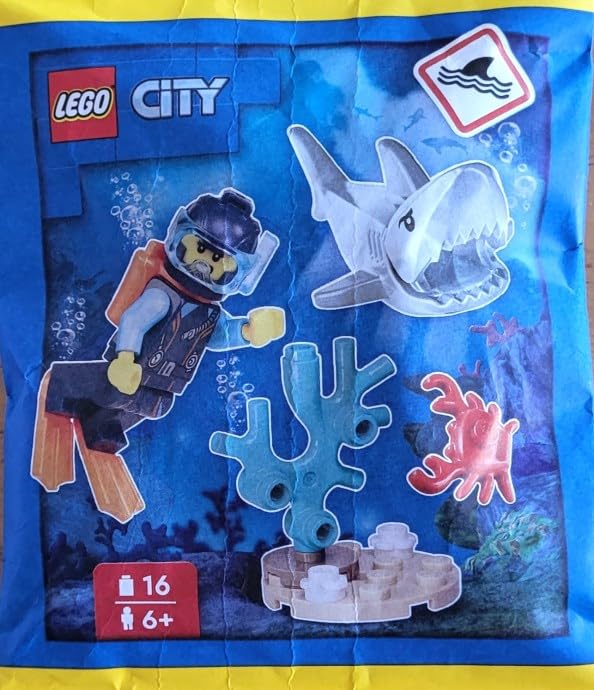 LEGO City: Diver Minifigure with Reef and Shark (Ages 6+)