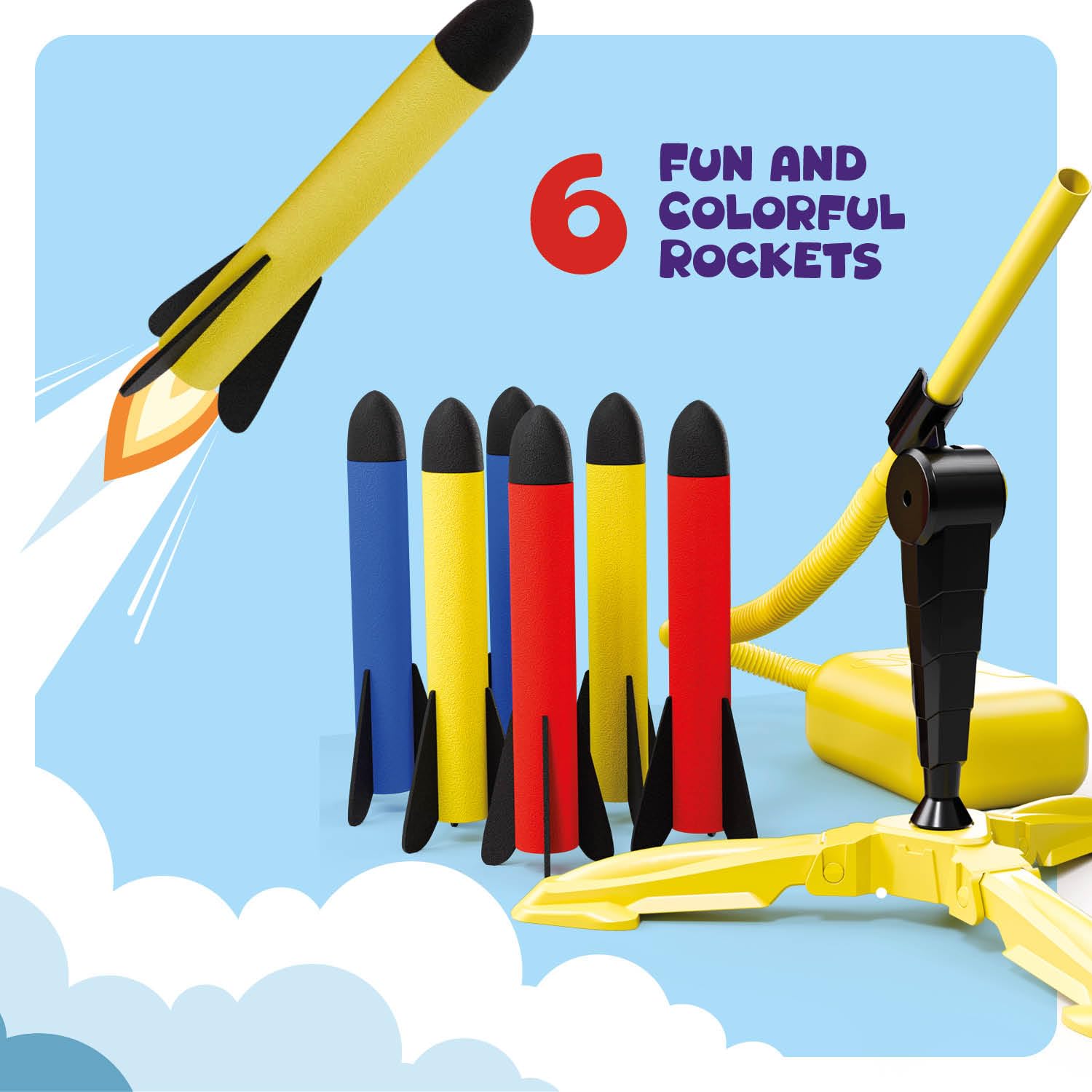 Rocket Launcher for Kids - Outdoor Toys for Kids Ages 4-8 Years - 3 4 5 6 7 Year Old Boy Birthday Gift - Rockets Kids Toys for Boys & Girls - 3 Year