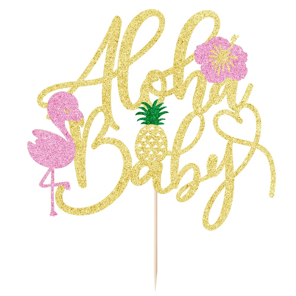 Kaoenla Flamingo Theme Aloha Baby Shower Cake Topper,