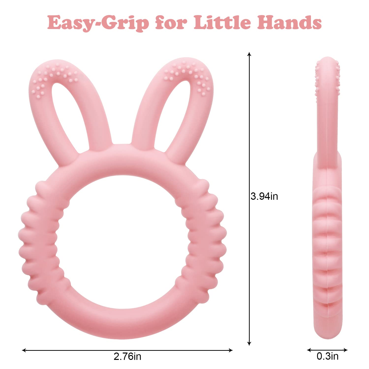 MISSLILI Silicone Babies Teethers Baby Teething Toys for Soothe Massage Sore Gums for 3-12 Months Infants, BPA Free, Easter Gifts for Boys and Girls