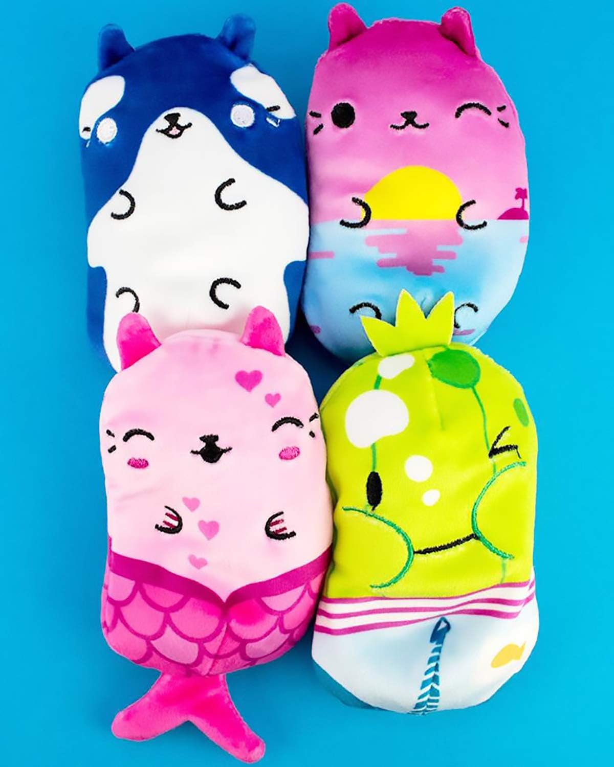 Cats vs Pickles - Swimmy - Key West Kitty, Finely, Willy, & Walter - 4-Pack - 4" Cute Cuddly Collectible Bean Plush Toy - are You Team Cat or Team