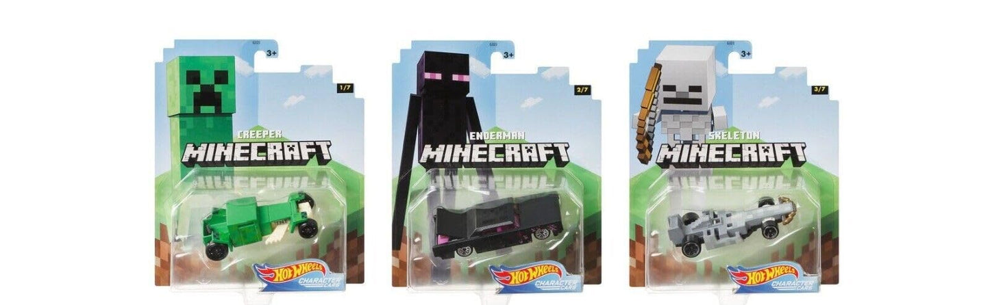 Hot Wheels 2020 1:64 Gaming Characters Cars Minecraft Complete Set of 7