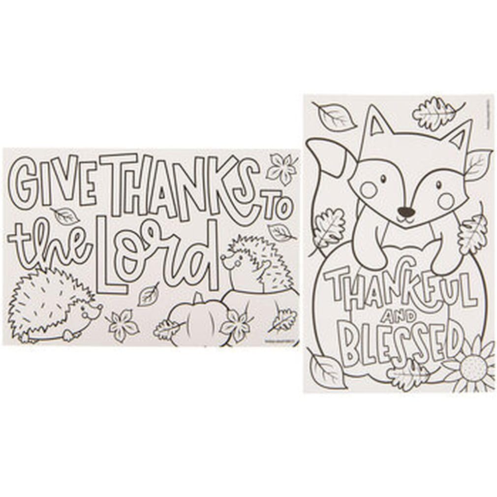 Thanksgiving Coloring Cards Kids Table Activity - 24 Pieces, 2 Designs