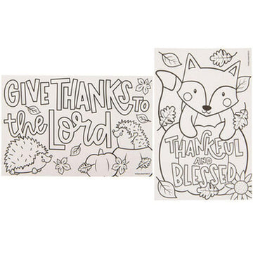 Thanksgiving Coloring Cards Kids Table Activity - 24 Pieces, 2 Designs
