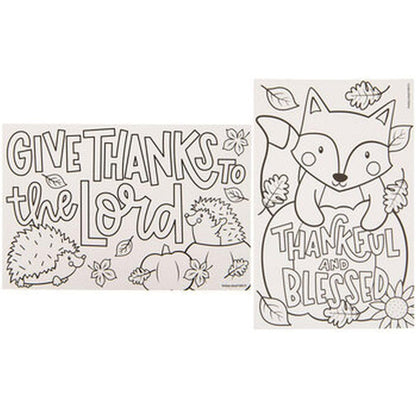Thanksgiving Coloring Cards Kids Table Activity - 24 Pieces, 2 Designs