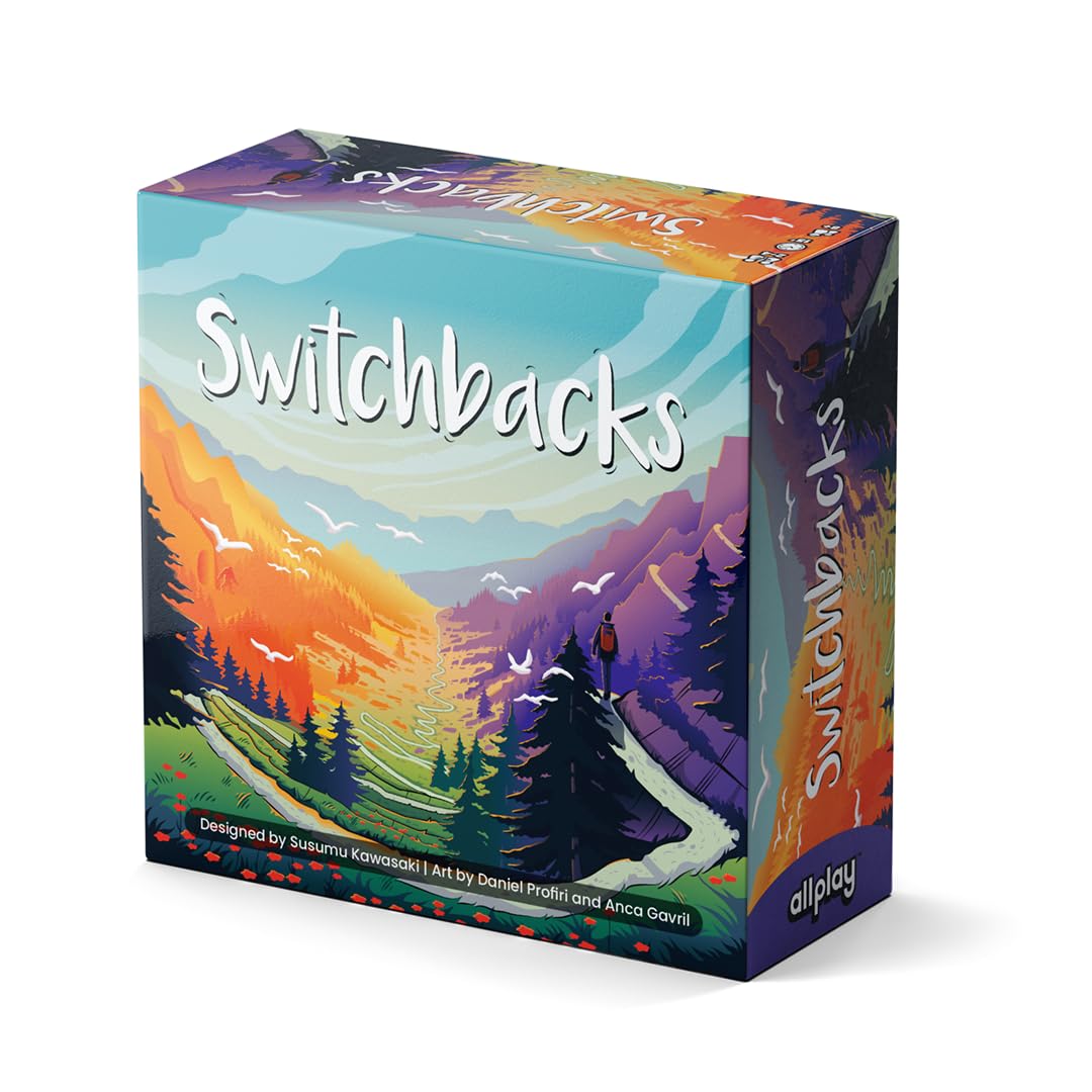 Allplay - Switchbacks Board Game for Adults and Families - Tile-Laying - Small Box - Filler Game with Fangs - 1 Minute to Teach Travel Game - 2 to 4