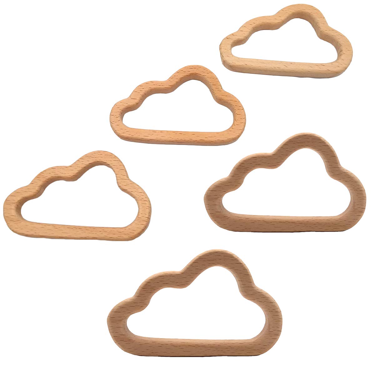 2pcs Lovely Cartoon Wood Cloud Pendant Pure Natural Animal Shape Beech Wooden Handmade Cut Pattern DIY Beading Necklace Pendant (Cloud 2pcs)