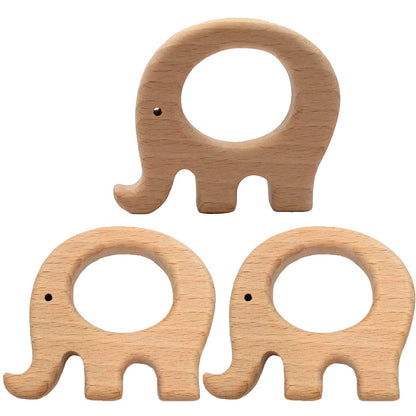 10pcs Natural Wooden Elephant Montessori Toy Pendant Pure Natural Beech Wood Animal Shape Toys for Handmade Necklace/Bracelet (Fat Elephant 10pcs)
