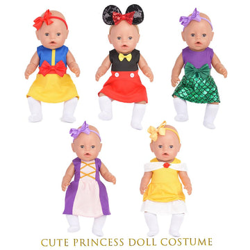 Sweet Dolly Baby Doll Accessories, 5 Doll Clothes, Mermaid Princess Dresses Outfits for 15 Inch to 18 Inch Dolls, 15 Inch Baby Dolls, 10PCs in Total