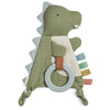 Itzy Ritzy - Bitzy Crinkle Sensory Toy Dinosaur with Crinkle Sound for Babies & Toddlers - Features Soft Braided Teething Ring & Textured Ribbons