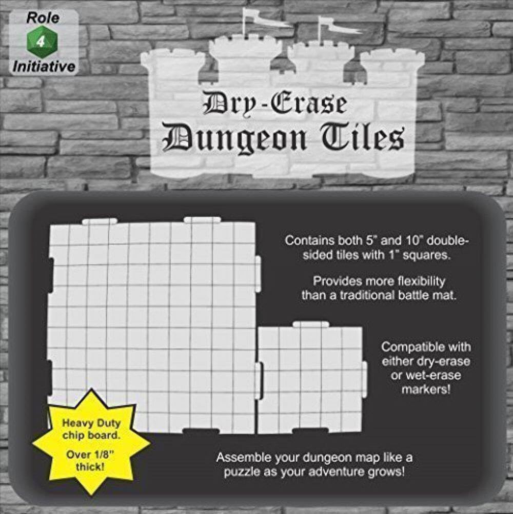 Role 4 Initiative Dry Erase Hexagon Dungeon Tiles - Pack of 33 Six Inch Tiles