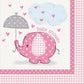 Unique Pink Elephant Girl Baby Shower Napkins, 16ct, 6.5", Model:41652