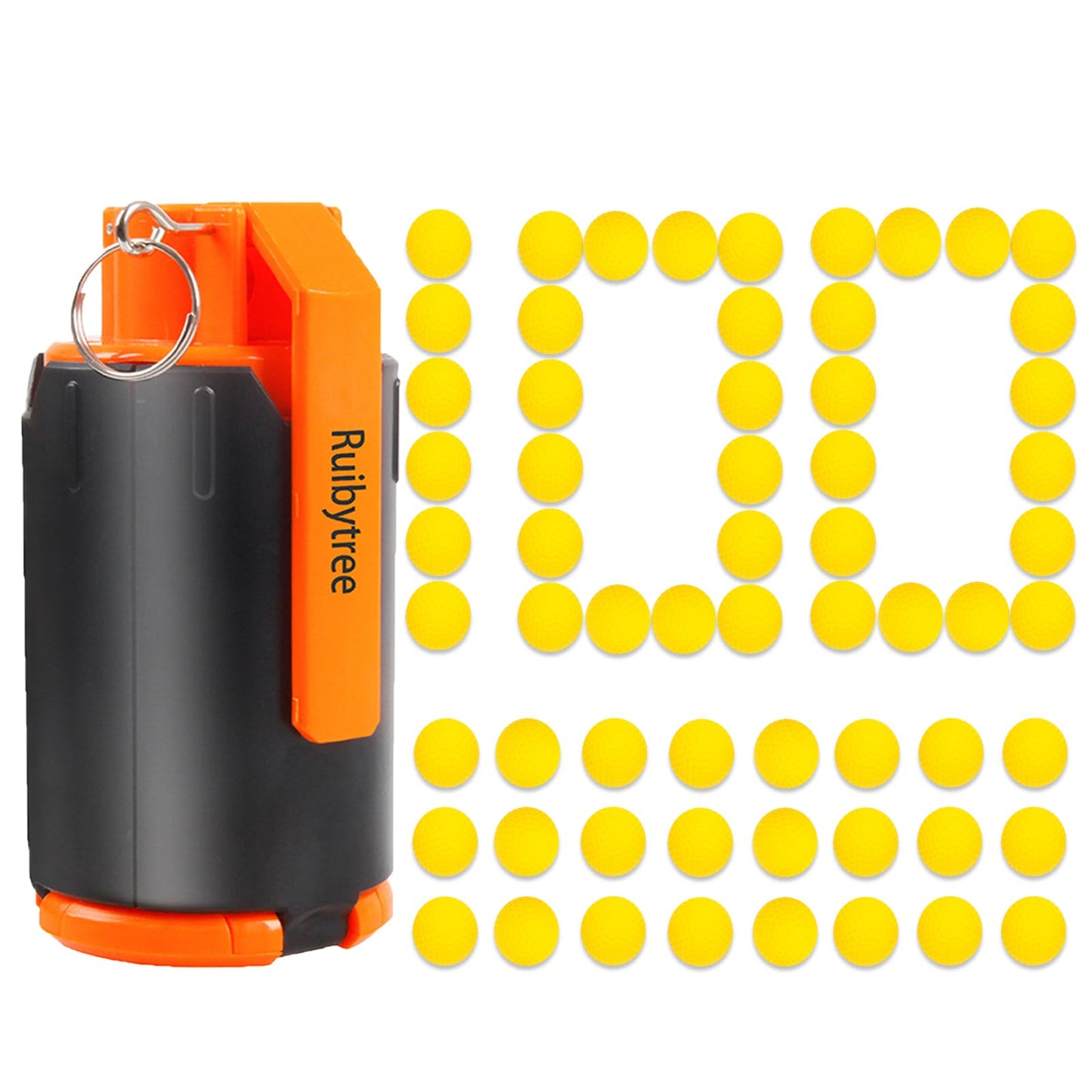 Ruibytree Tactical Plastic Toy Bomb for Nerf CS Nerf Rival Battle Game with 60PCS Rounds Refill Bullet Balls Ammo - (Orange)