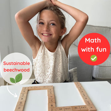 Extasticks Multiplication Domino Math Game | Wooden Educational Algebra Toy | Learning Times Tables Dominoes for Classroom, Homeschooling 3rd 4th
