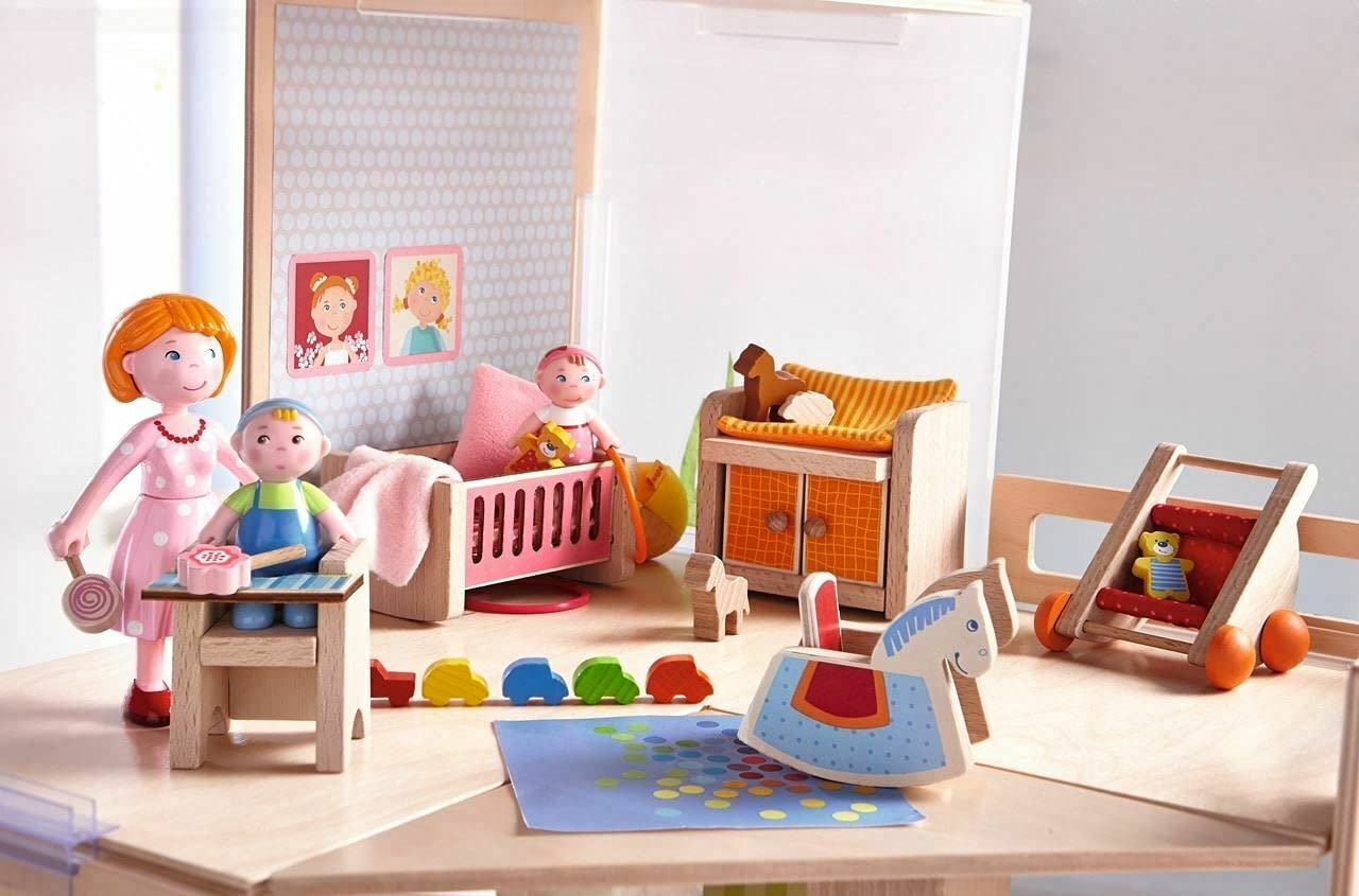 HABA Little Friends Babies Marie & Max - 2.5" Twin Baby Dollhouse Toy Figures (2 Piece Set)