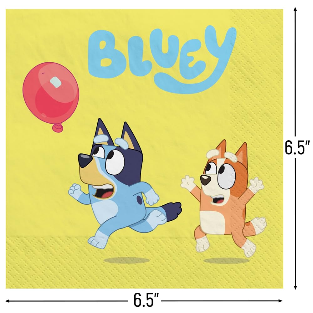 "Bluey" Luncheon Napkins, 6.5" (16-Pack) - Vibrant Party Essentials, Perfect for Kids' Parties & Family Gatherings