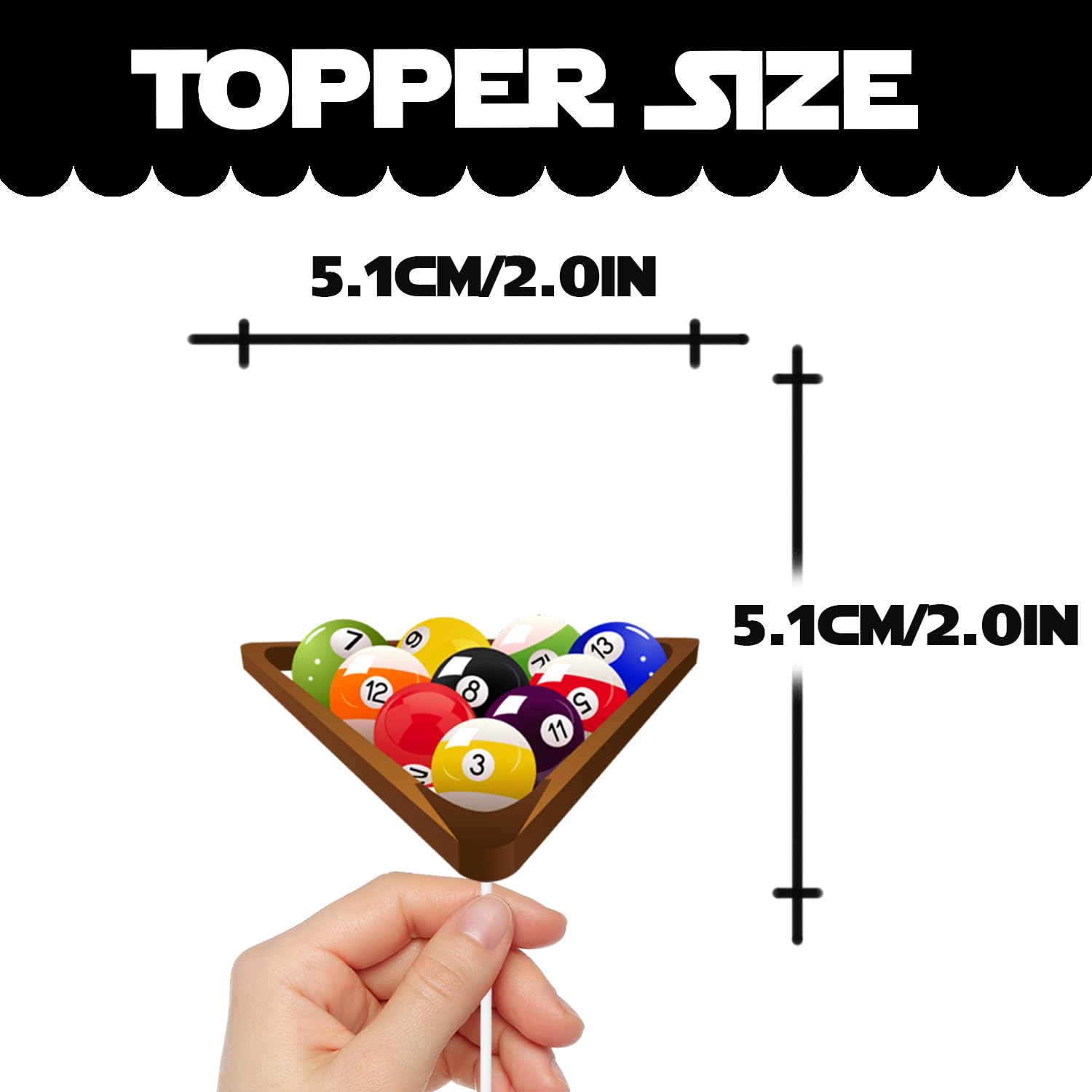 18pcs Glitter Billiards Dessert Cupcake Topper Sport Pool Ball Theme Decor Supplies Men Women Happy Birthday Decorations