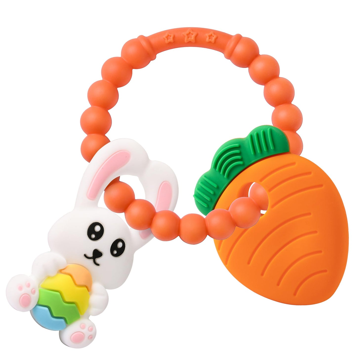 Easter Eggs Bunny Teething Toys, Easter Basket Essentials Stuffers, Silicone Easter Egg Baby Carrot Teether Toys, Baby Carrots for Baby's First Easter
