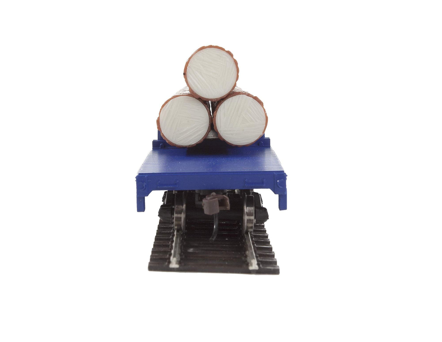 Walthers Trainline Log Dump Car with 3 Logs-Ready to Run-Alaska Railroad #17102 (Blue, Yellow Conspicuity Marks) 931-1770 HO Scale Model Railroad