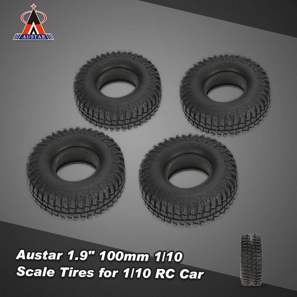 Goolsky 4Pcs Austar 1.9" 100mm 1/10 Scale Tires for 1/10 RC4WD D90 Axial SCX10 RC Rock Crawler
