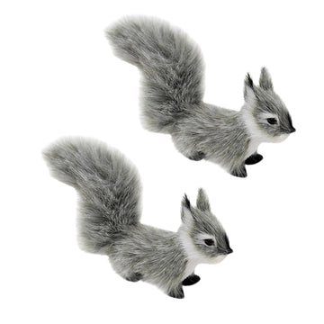 Cauaoa 2 Pcs Grey Mini Squirrel, 12 cm Mini Squirrel Stuffed Soft Animals for Gift, Home Decor, Table Decorations, Room Ornaments