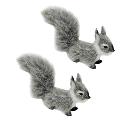 Cauaoa 2 Pcs Grey Mini Squirrel, 12 cm Mini Squirrel Stuffed Soft Animals for Gift, Home Decor, Table Decorations, Room Ornaments