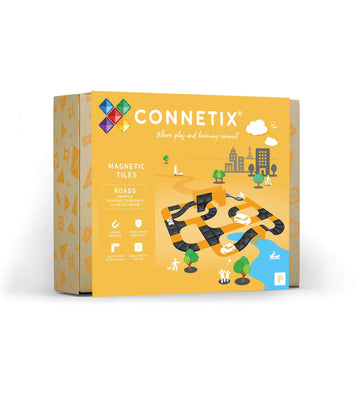 CONNETIX Magnetic Tiles Roads Ramps & Intersections Pack, 16 Pieces