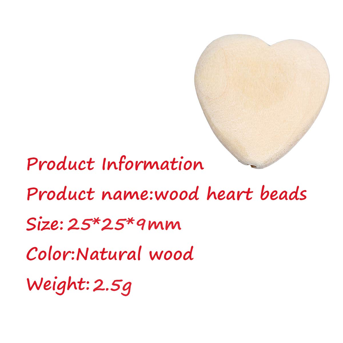 Arakierst 50pcs Natural Wooden Heart Teether 25mm Unfinished Wood Hearts with Holes Eco-Friendly Wooden Handing Materials DIY Crafts Beading