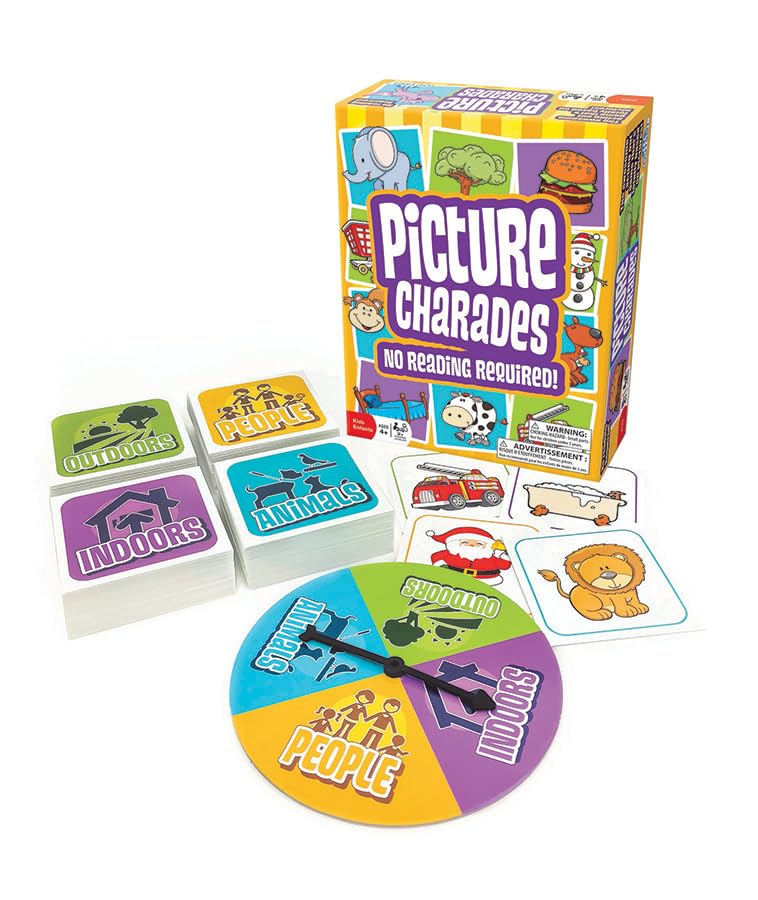 Outset Media Picture Charades for Kids - No Reading Required! - Contains 4 Deck, 192 Cards Total - Ages 4+