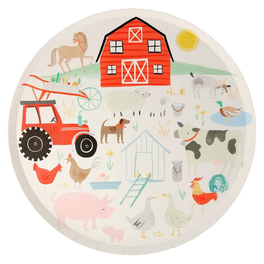 Meri Meri On The Farm Party Plates, Pack of 8 Disposable Paper Plates