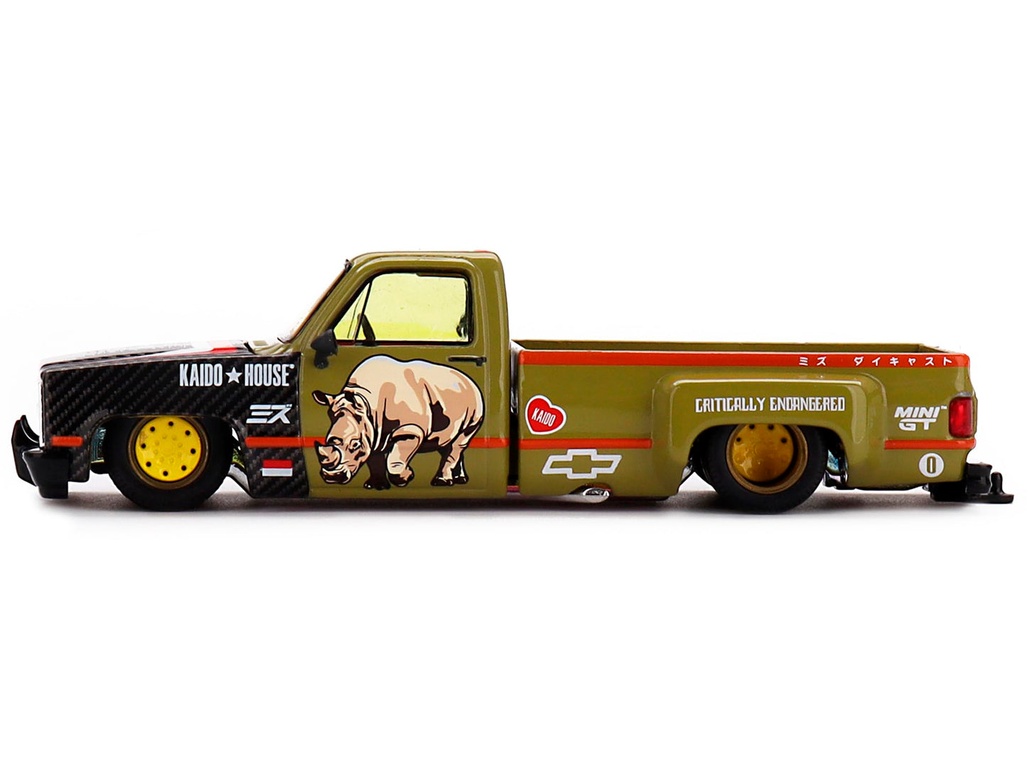 MINI GT Dually Pickup Truck Sumatran Rhino Tan and Carbon with Graphics (Designed) House Special 1/64 Diecast Model Car KHMG153