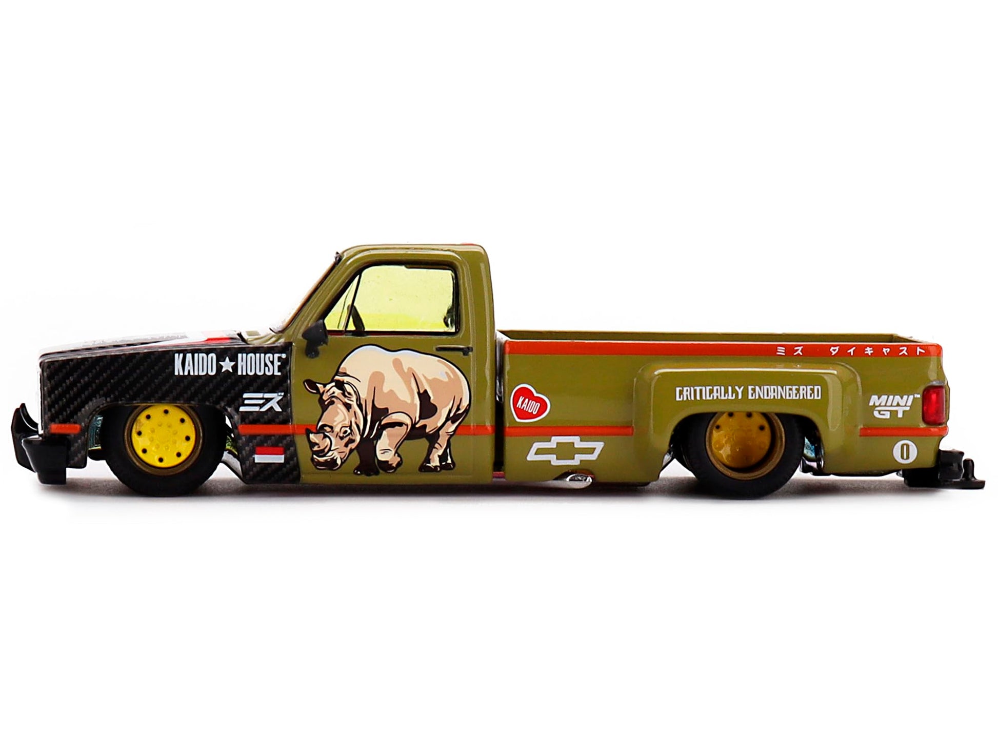 MINI GT Dually Pickup Truck Sumatran Rhino Tan and Carbon with Graphics (Designed) House Special 1/64 Diecast Model Car KHMG153