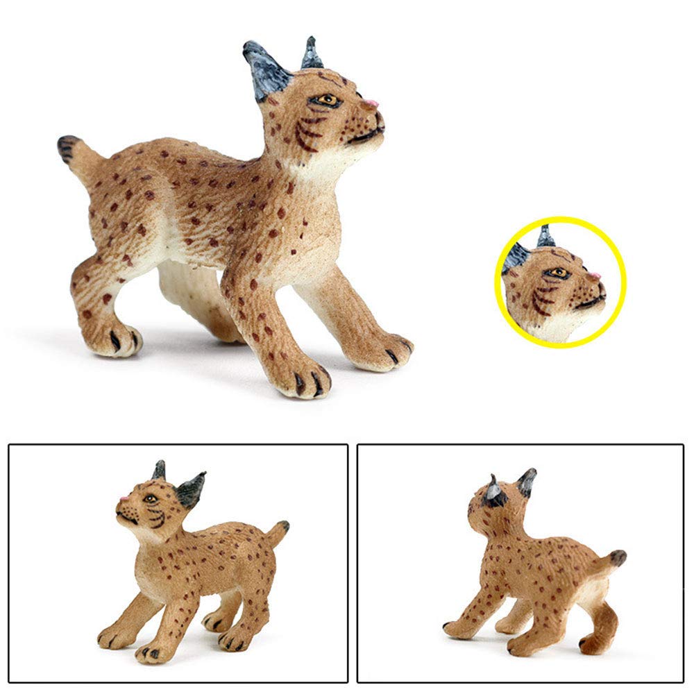 FLORMOON Animal Figures Realistic Lynx Plastic Early Educational Toys Cupcake Topper Party Gift for Kids 2+ Year Old