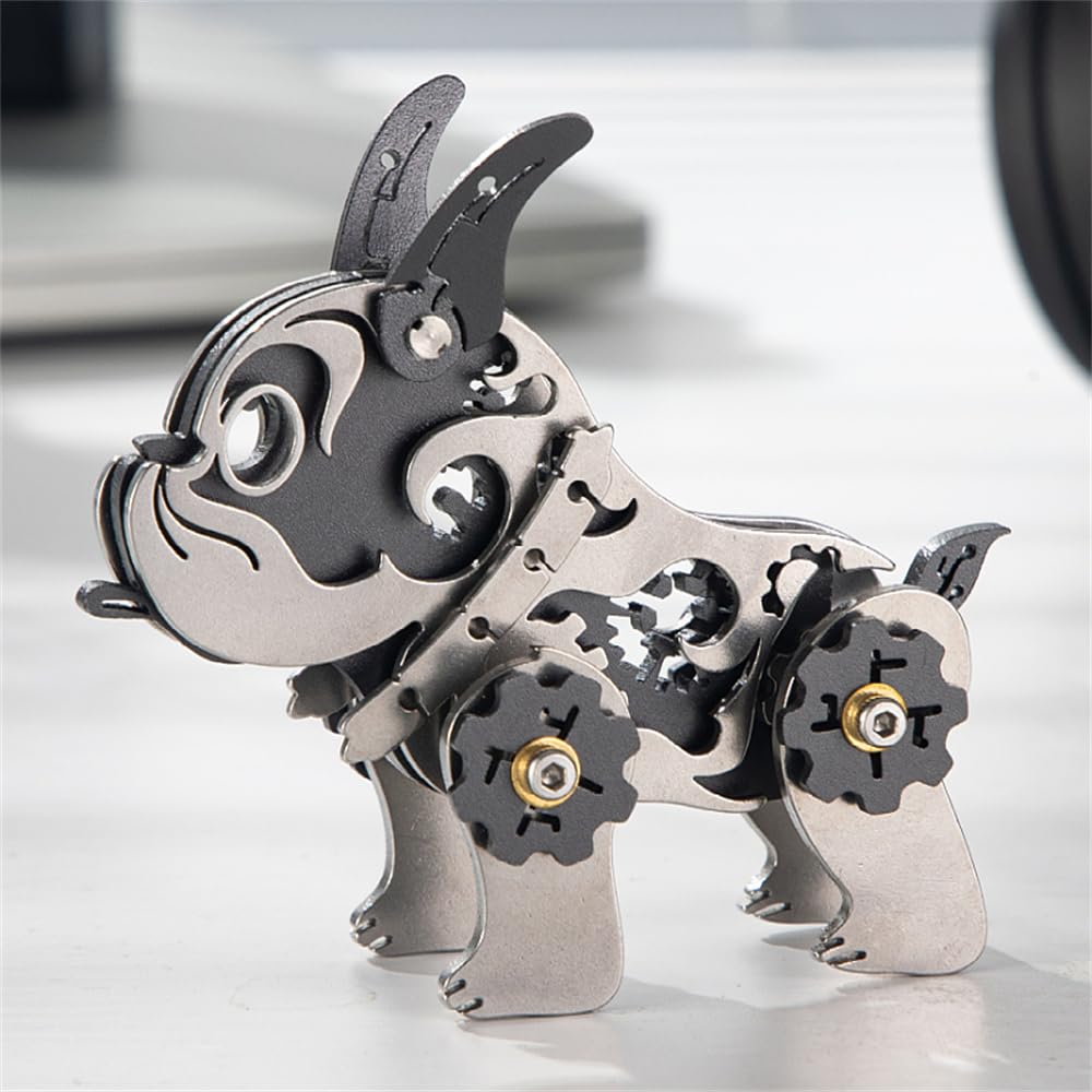 Mokrdomain Bulldog 3D Metal Puzzle, Black, 48 Pieces