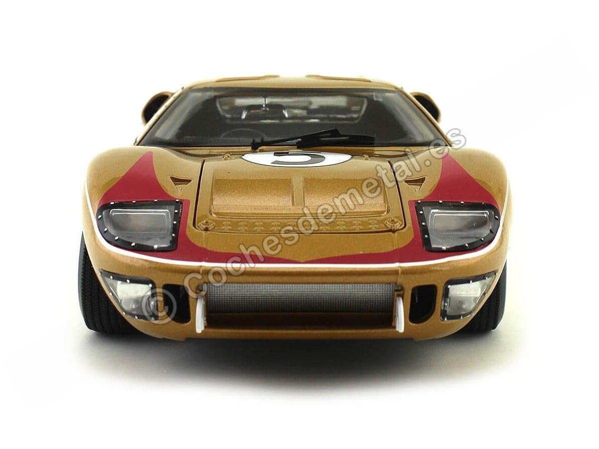 1966 Ford GT-40 MK II RHD (Right Hand Drive) #5 Gold 24H of Le Mans 1/18 Diecast Model Car by Shelby Collectibles